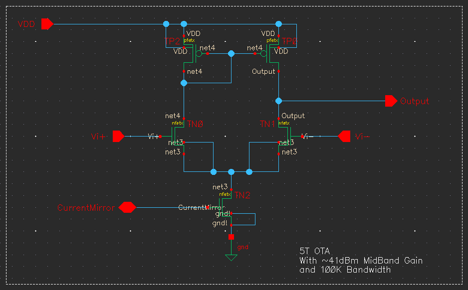 5T OTA op-amp used for the DRL driver amplifier